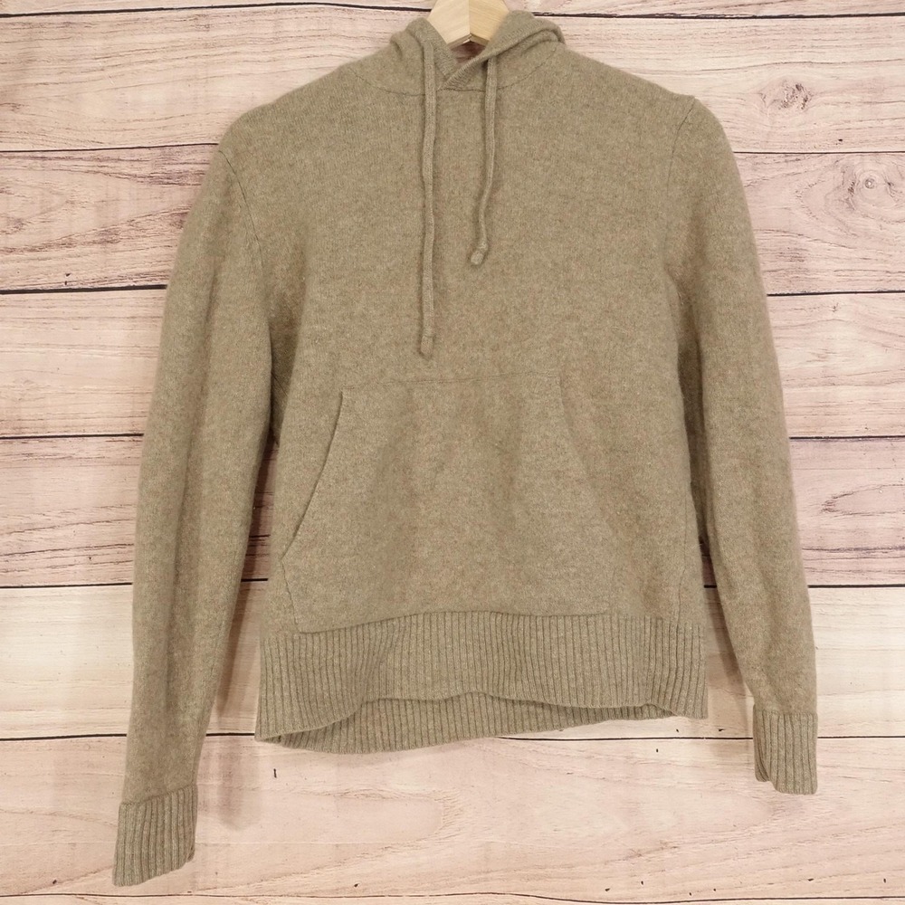 Everlane Sweater Hoodie Womens S‎ Beige Wool Hooded Kangaroo Pocket Pullover